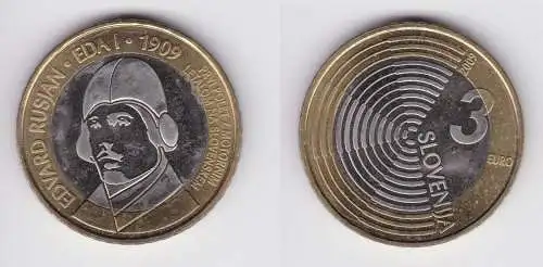 Bi-Metall Münze 3 Euro Slowenien 2009 Edvard Rusjan (121935)