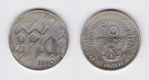 DDR Gedenk Münze 10 Mark 100.Jahre 1.Mai Feiertag 1990 (148601)