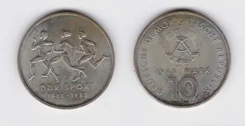 DDR Gedenk Münze 10 Mark 40 Jahre DDR Sport 1988 vz (148874)