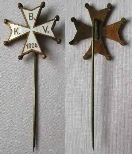 Emaillierte Anstecknadel B. Kriegerverein 1904 weißes Kreuz (138319)