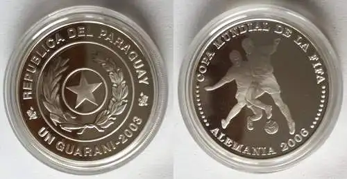 1 Guarani Silber Münze 2003 Paraguay Fußball WM 2006 in Deutschland (122783)