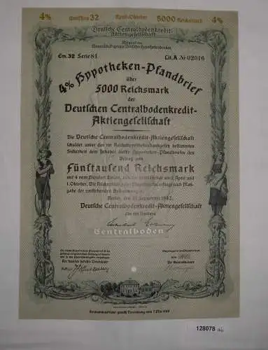 5000 Reichsmark Deutsche Centralbodenkredit AG Berlin 1942 (128078)