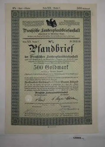 500 Goldmark Aktie Preußische Landespfandbriefanstalt Berlin 24.3.1930 (126905)