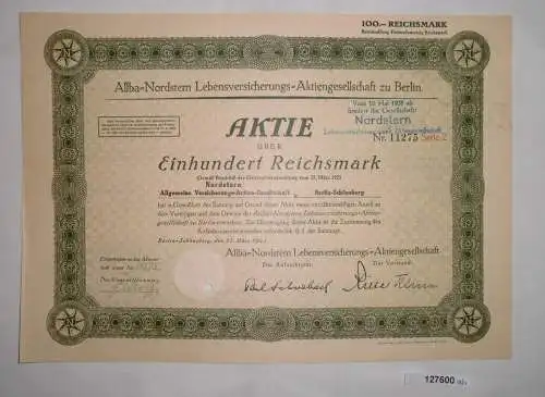 100 Mark Aktie Aktiengesellschaft für Allba Nordstern Berlin 1925 (127600)