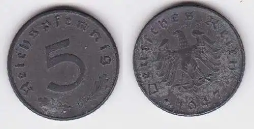 5 Pfennig Zink Münze alliierte Besatzung 1947 D Jäger 374 (121996)