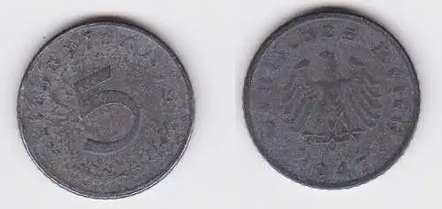 5 Pfennig Zink Münze alliierte Besatzung 1947 D Jäger 374 (123351)