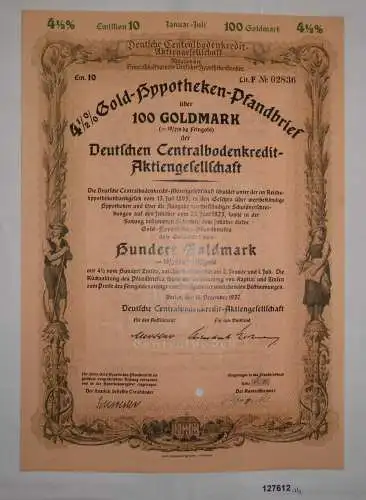 100 Goldmark Deutsche Centralbodenkredit AG Berlin 1937 (127612)