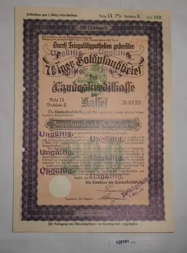 200 Goldmark Goldpfandbrief der Landeskreditkasse Kassel 26. Feb. 1931 (128191)