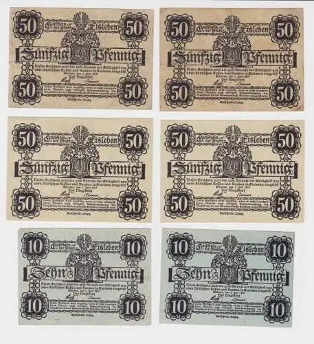 2 x 10 & 2 x 50 Pfennig Banknoten Notgeld Stadt Eisleben 1917 (137441)