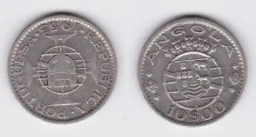 10 Escudos Silber Münze Portugiesisch Angola 1955 (140896)