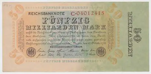 50 Milliarden Mark Banknote Berlin 10.Oktober 1923 Rosenberg 116 a (140230)