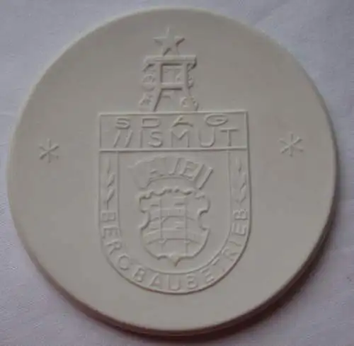 DDR Meissner Porzellan Medaille SDAG Wismut Aue Bergbaubetrieb (113764)