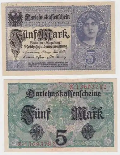 5 Mark Darlehnskassenschein 1.8.1917 Rosenberg 54 b (140217)