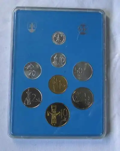 Kursmünzsatz Slowakei mit 8 Münzen 10 Heller bis 10 S.Kronen im Blister (107463)