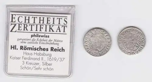 3 Kreuzer Silber Münze RDR Habsburg Österreich Ferdinand II. 1627 (133281)
