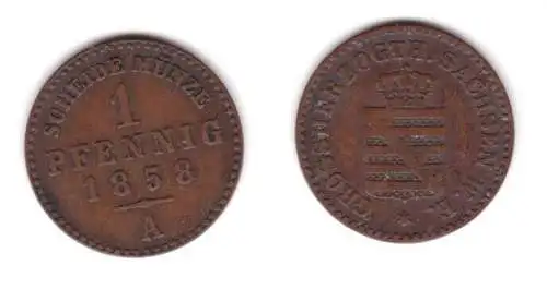 1 Pfennig Kupfer Münze Sachsen Weimar Eisenach 1858 A (133781)