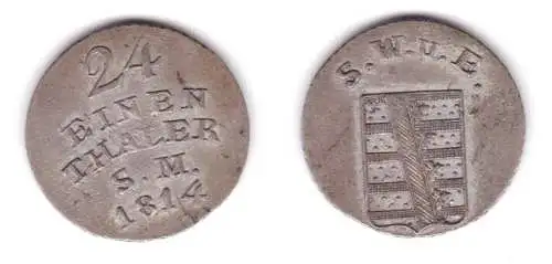 1/24 Taler Silber Münze Sachsen Weimar Eisenach 1814 (132523)