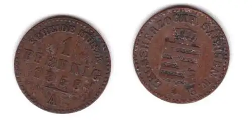 1 Pfennig Kupfer Münze Sachsen Weimar Eisenach 1858 A (133802)