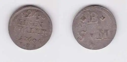 1/24 Taler Silber Münze Braunschweig Wolfenbüttel 1760 I.D.B. (126815)