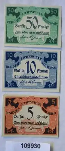 3 Banknoten Notgeld Residenz Lichtspiele Stadt Altenburg o.D. (109930)