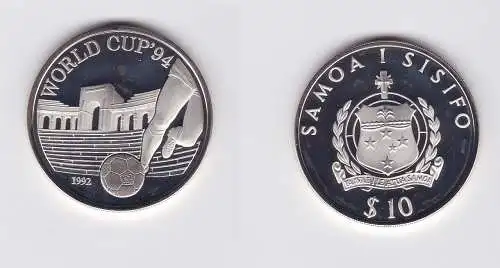 10 Tala Silbermünze Samoa 1992 Fussball WM USA 1994 (123250)