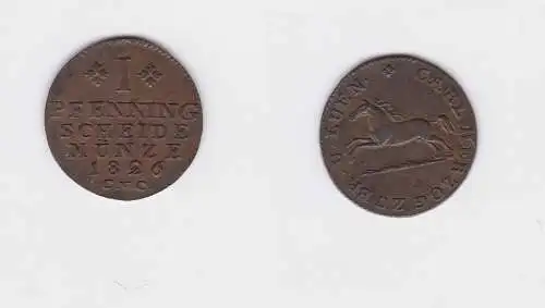 1 Pfennig Kupfer Münze Braunschweig-Wolfenbüttel 1826 CvC (127350)