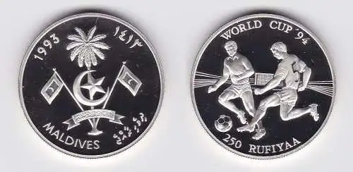 250 Rufiyaa Silbermünze Malediven 1993 Fussball WM USA 1994 (123235)