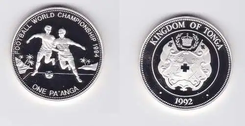 1 Pa´anga Silber Münze Tonga 1992 Fussball WM USA 1994 (123144)