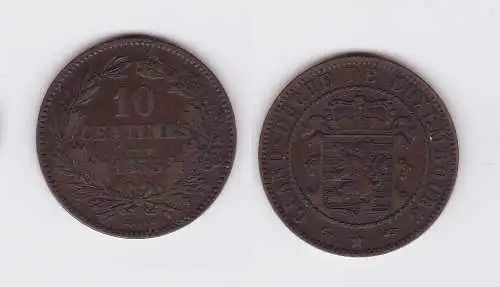10 Centimes Kupfer Münze Luxemburg 1855 (122943)