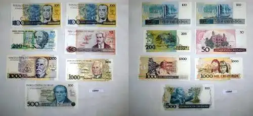 7 Banknoten Brasilien kassenfrisch UNC (138565)