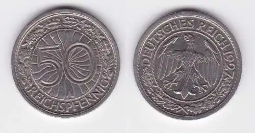 50 Pfennig Nickel Münze Weimarer Republik 1927 A (126687)