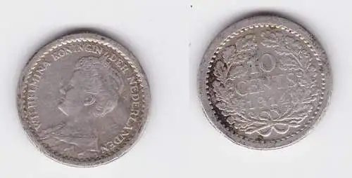 10 Cent Silber Münze Niederlande 1914 (126710)