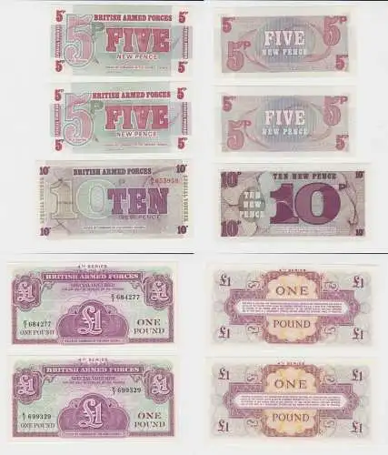 5 Banknoten British Armed Forces 5 Pence bis 1 Pfund kassenfrisch UNC (134580)
