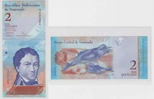 2 Bolivares Banknote Venezuela 2007 kassenfrisch UNC(133772)
