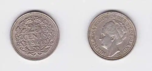 25 Cents Silber Münze Niederlande 1941 (126843)