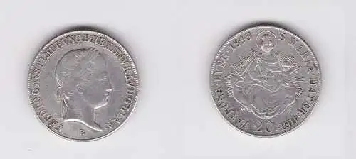 20 Kreuzer Silber Münze Habsburg Österreich Ferdinand I. 1843 B (127291)