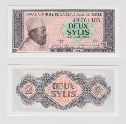 2 Syls Banknote Guinea République de Guinée 1981 bankfrisch UNC (138131)