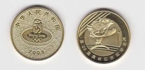 1 Yuan Messing Münze China Olympische Spiele 2008 Peking, Turnen (143950)