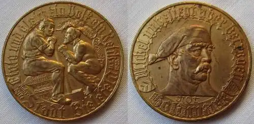 Medaille Bronze vergoldet Stadt Bielefeld 1923 Not-Goldmark Bismarck (112123)