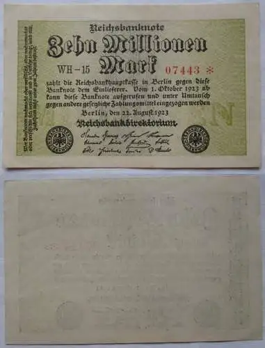 10 Millionen Mark Banknote Berlin 22.08.1923 Rosenberg 105 e (117321)