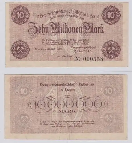 10 Mrd. Mark Banknote Herne Bergwerksgesellschaft Hibernia August 1923 (125947)