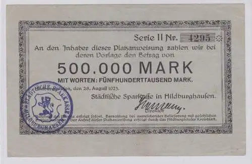500000 Mark Banknote Städt.Sparkasse Hildburghausen 28.8.1923 (126133)
