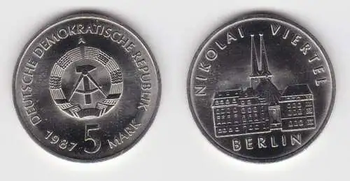 DDR Gedenk Münze 5 Mark Berlin Nikolai Viertel 1987 (105439)
