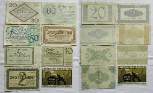 8 x Banknoten Inflation Stadt Freital 1923 (141882)