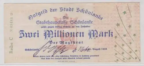 2 Millionen Mark Banknote Inflation Notgeld Stadt Schönlanke 25.8.1923 (137279)