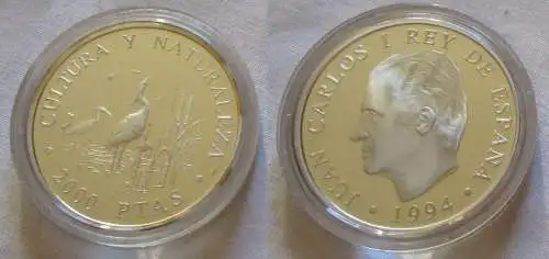 2000 Pesetas Silbermünze Spanien Seidenreiher 1994 (126380)