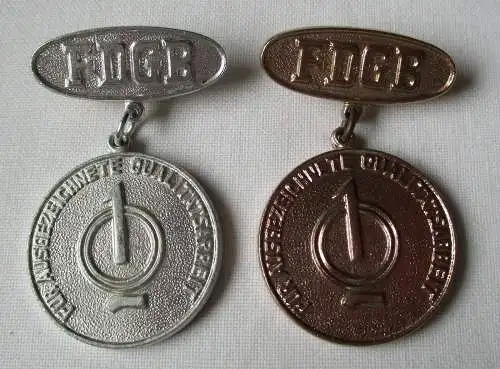 DDR Abzeichen Für ausgezeichnete Qualitätsarbeit FDGB Bronze & Silber (132507)