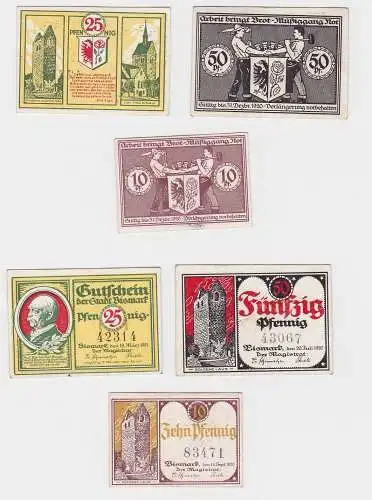 3 Banknoten Notgeld Stadt Bismarck 1920 (121260)