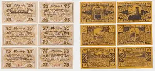 2x 25 - 75 Pfennig Banknote Notgeld Gemeinde Klein-Nordende-Lieth 1921 (136731)