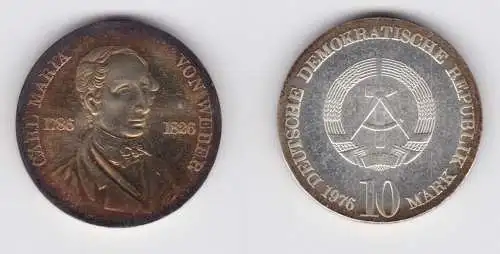 DDR Gedenk Münze 10 Mark Carl Maria von Weber 1976 Stempelglanz (136617)